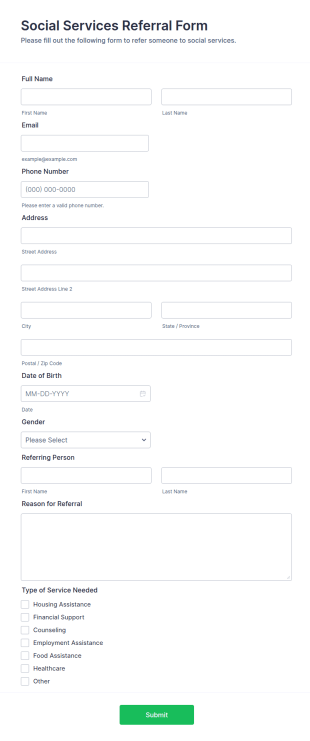 Social Services Referral Form Template