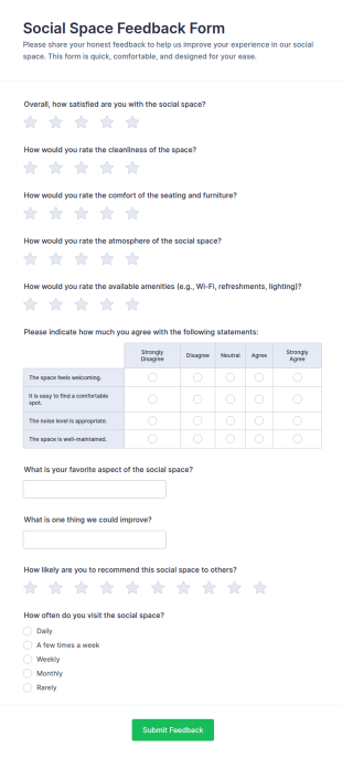 Social Space Feedback Form Template