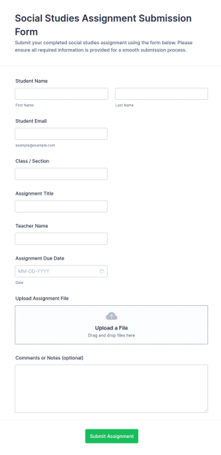 Social Studies Assignment Submission Form Template