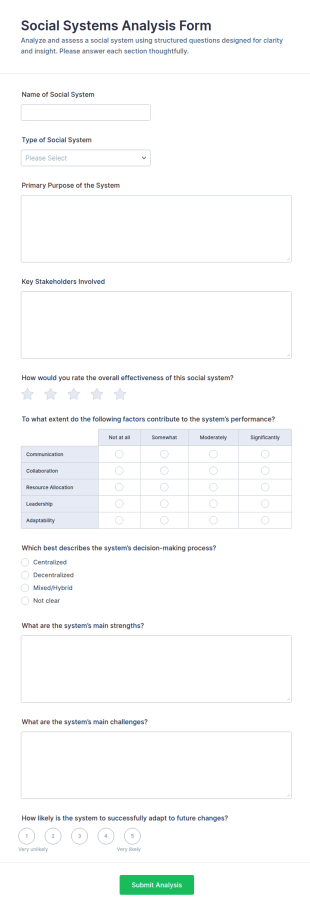 Social Systems Analysis Form Template