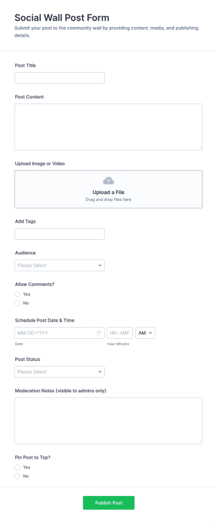 Social Wall Post Form Template