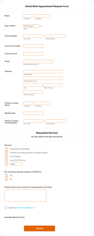 Social Work Appointment Request Form Template