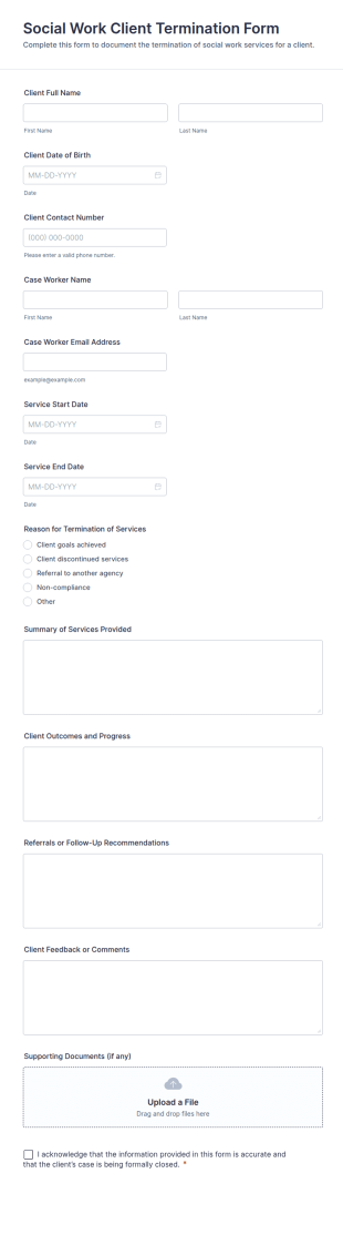 Social Work Client Termination Form Template