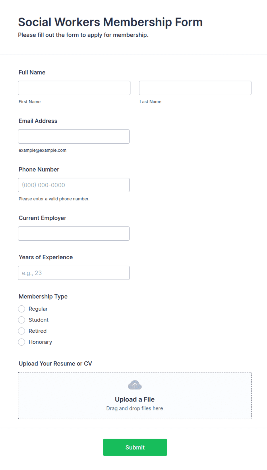 Social Workers Membership Form Template | Jotform