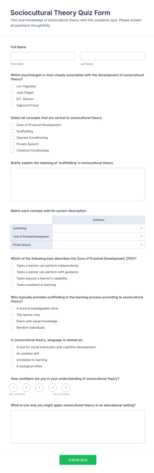 Sociocultural Theory Quiz Form Template