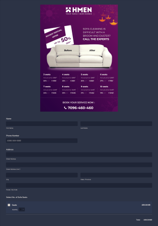 Sofa Cleaning Booking Form Template
