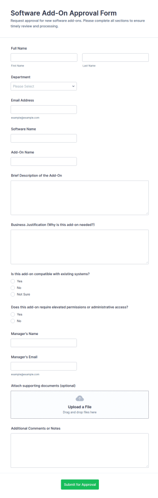 Software Add On Approval Form Template