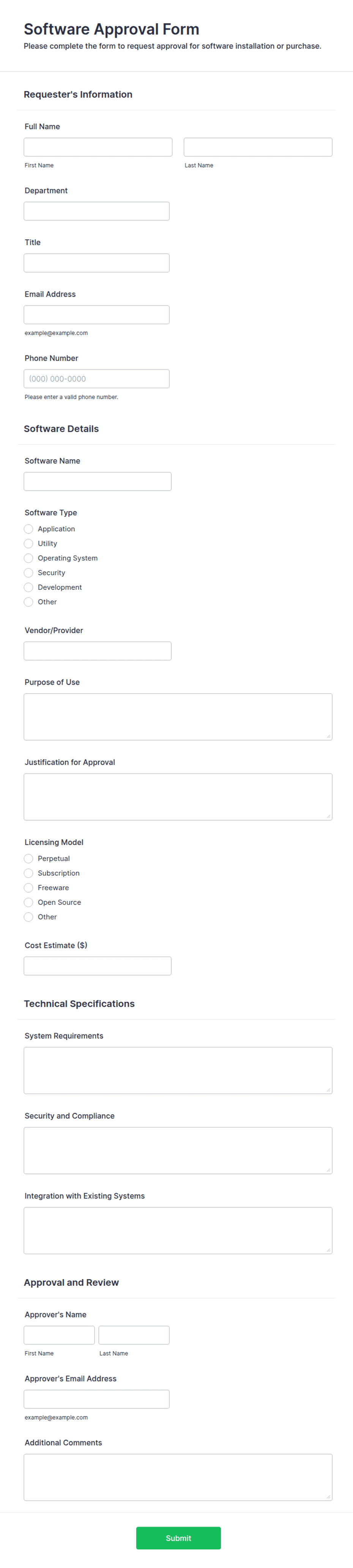 Software Approval Form Template | Jotform