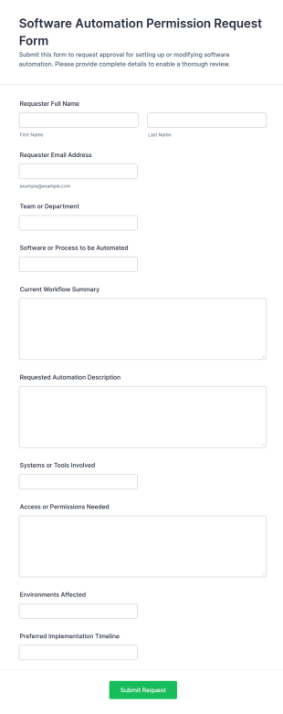 Software Automation Permission Request Form Template