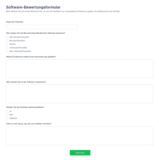 Software Bewertungsformular Form Template