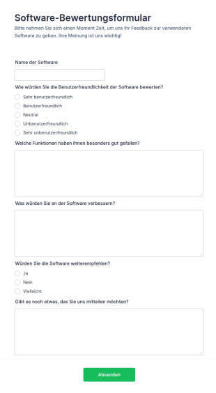 Software Bewertungsformular