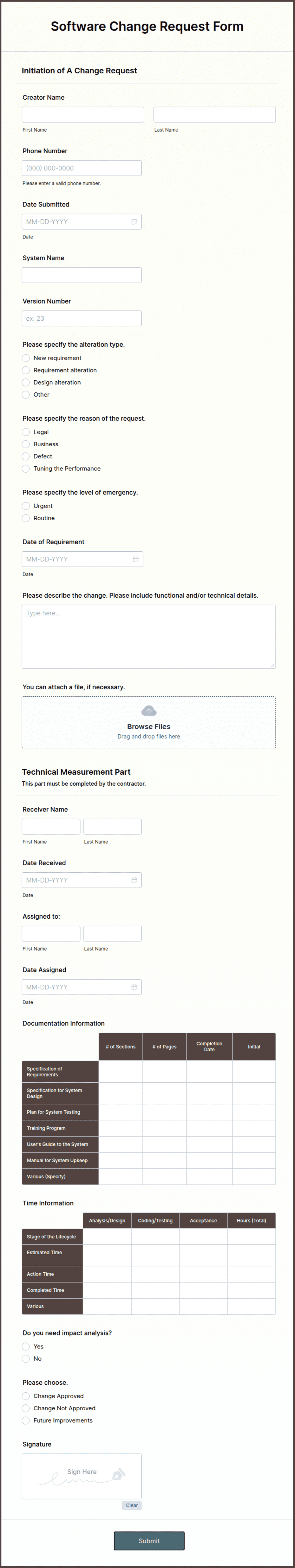 Software Change Request Form Template | Jotform