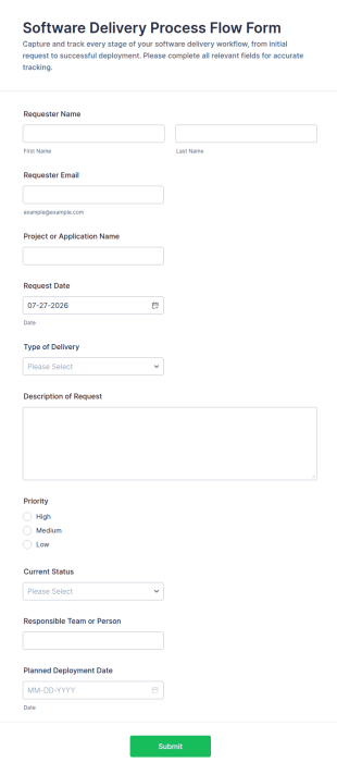 Software Delivery Process Flow Form Template