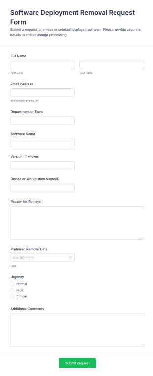 Software Deployment Removal Request Form Template