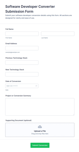 Software Developer Converter Submission Form Template
