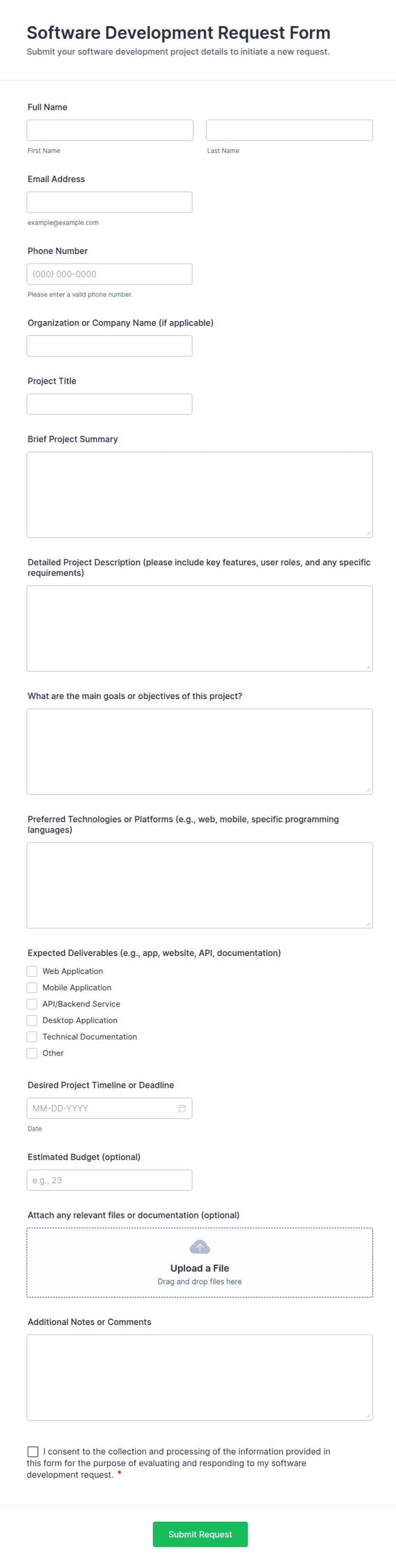 Software Development Request Form Template | Jotform