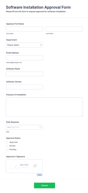 Software Installation Approval Form Template