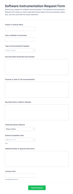 Software Instrumentation Request Form Template