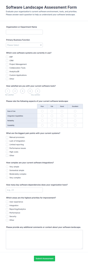 Software Landscape Assessment Form Template