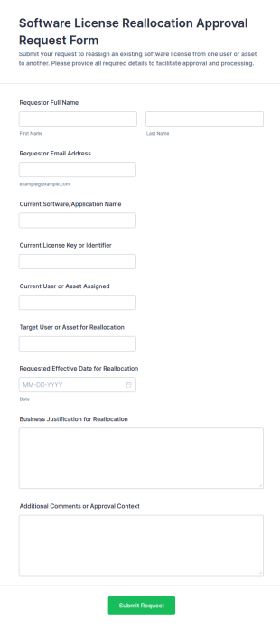 Software License Reallocation Approval Request Form Template