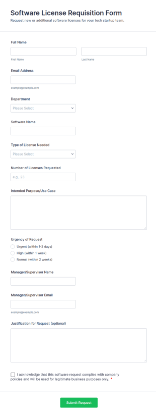 Software License Requisition Form Template