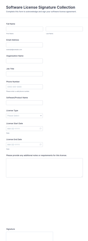 Software License Signature Collection Form Template