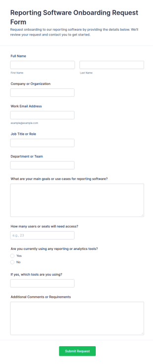 Software Onboarding Request Form Template