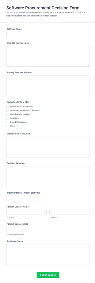 Software Procurement Decision Form Template