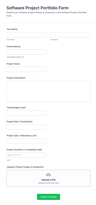 Software Project Portfolio Form Template