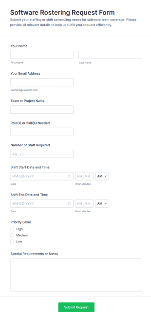 Software Rostering Request Form Template