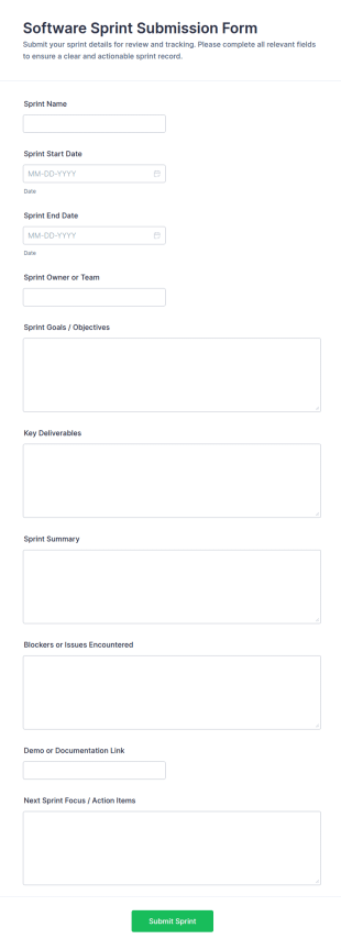 Software Sprint Submission Form Template