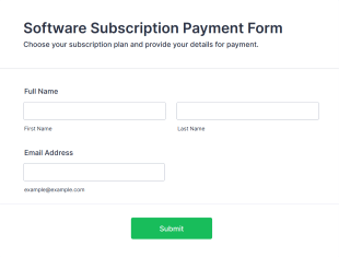 Software Subscription Payment Form Template