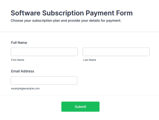 Software Subscription Payment Form Template
