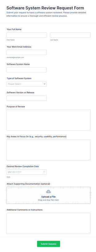Software System Review Request Form Template