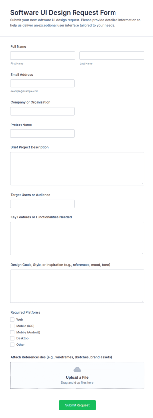 Software UI Design Request Form Template
