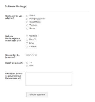 Software Umfrage Formular