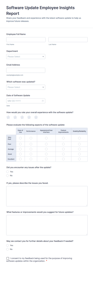 Software Update Employee Insights Report Form Template