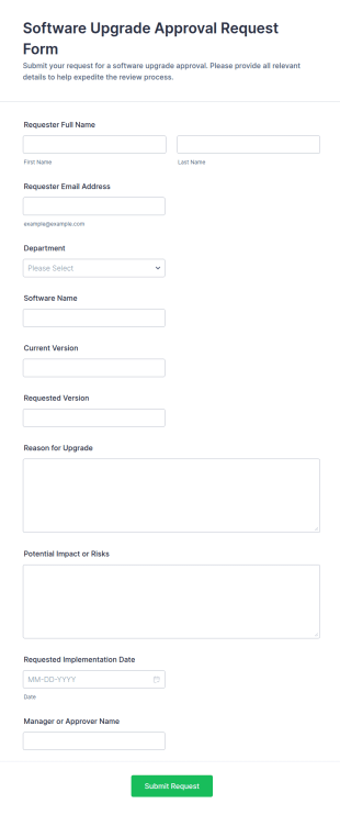 Software Upgrade Approval Request Form Template