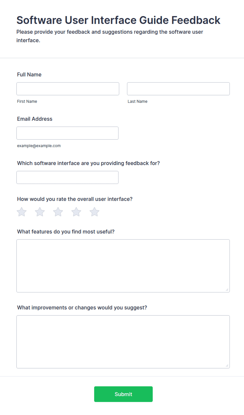 Software User Interface Guide Feedback Form Template | Jotform