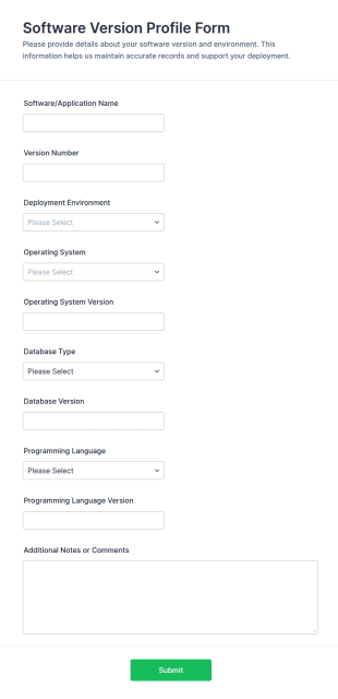 Software Version Profile Form Template