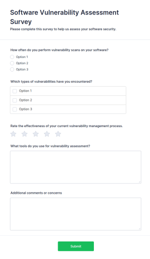 Software Vulnerability Assessment Survey Form Template