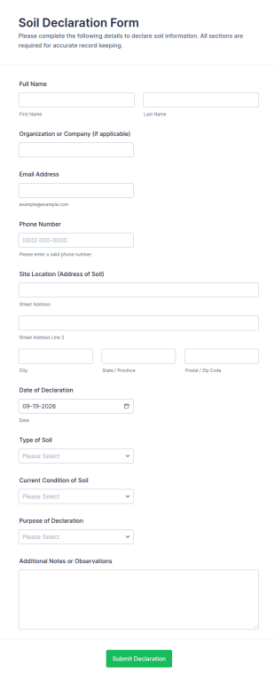 Soil Declaration Form Template