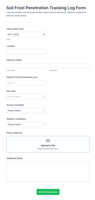 Soil Frost Penetration Tracking Log Form Template