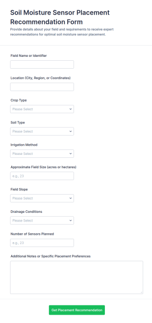 Soil Moisture Sensor Placement Recommendation Form Template
