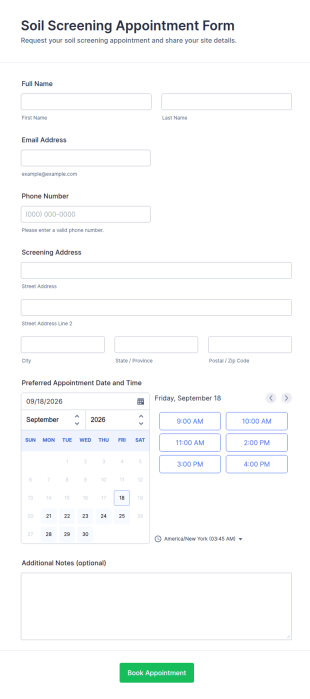 Soil Screening Appointment Form Template
