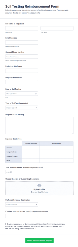 Soil Testing Reimbursement Form Template