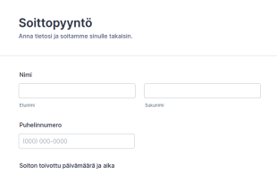 Soittopyyntö Lomake
