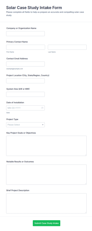Solar Case Study Intake Form Template