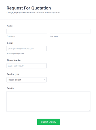 Solar Power System Service Enquiry Form Template