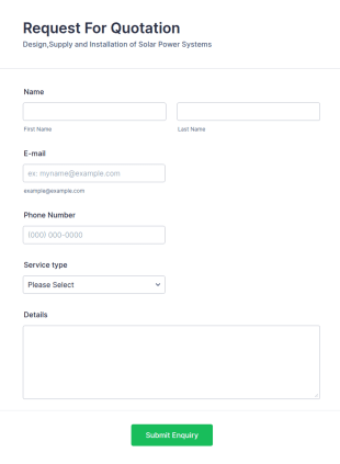 Solar Power System Service Enquiry Form Template